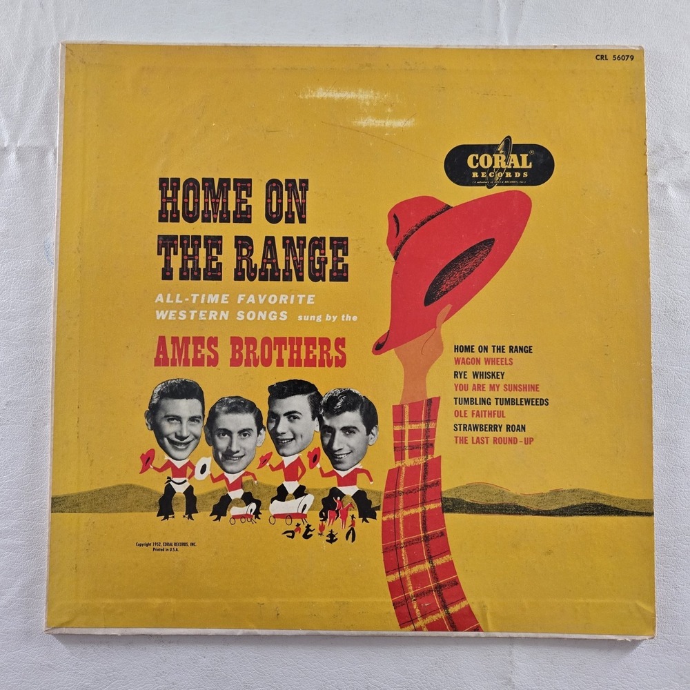 Ames Brothers Home On The Range 33 RPM Vinyl LP Coral Records Good Tested
